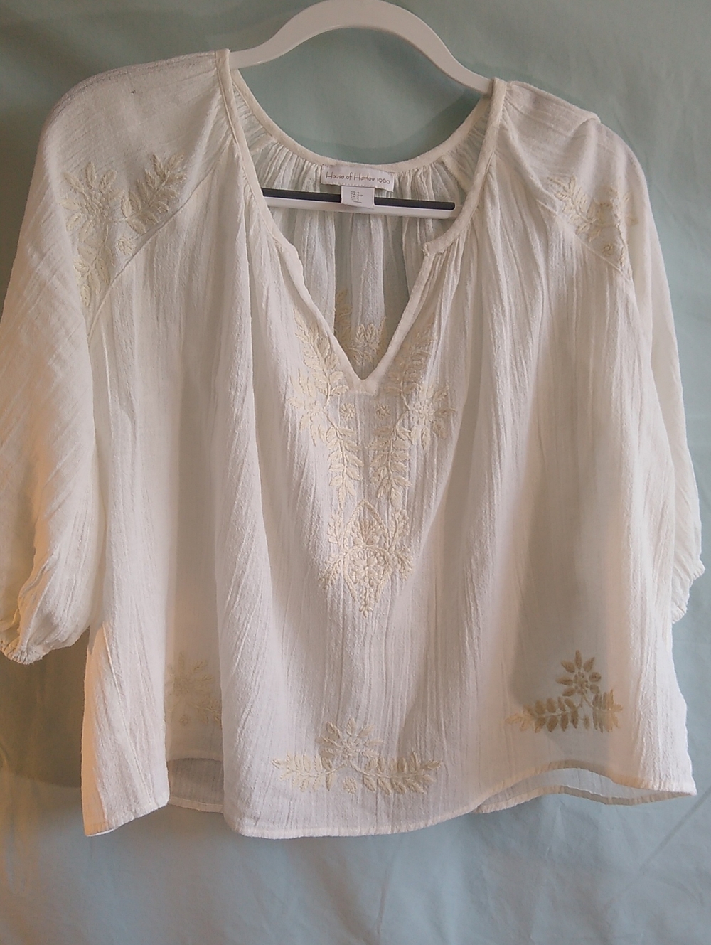 House of Harlow 1960 S Cream Embroidered Boho Blouse